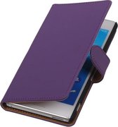 Sony Xperia M4 Aqua Effen Booktype Wallet Hoesje Paars