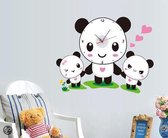 Muurstickers panda's inclusief klok