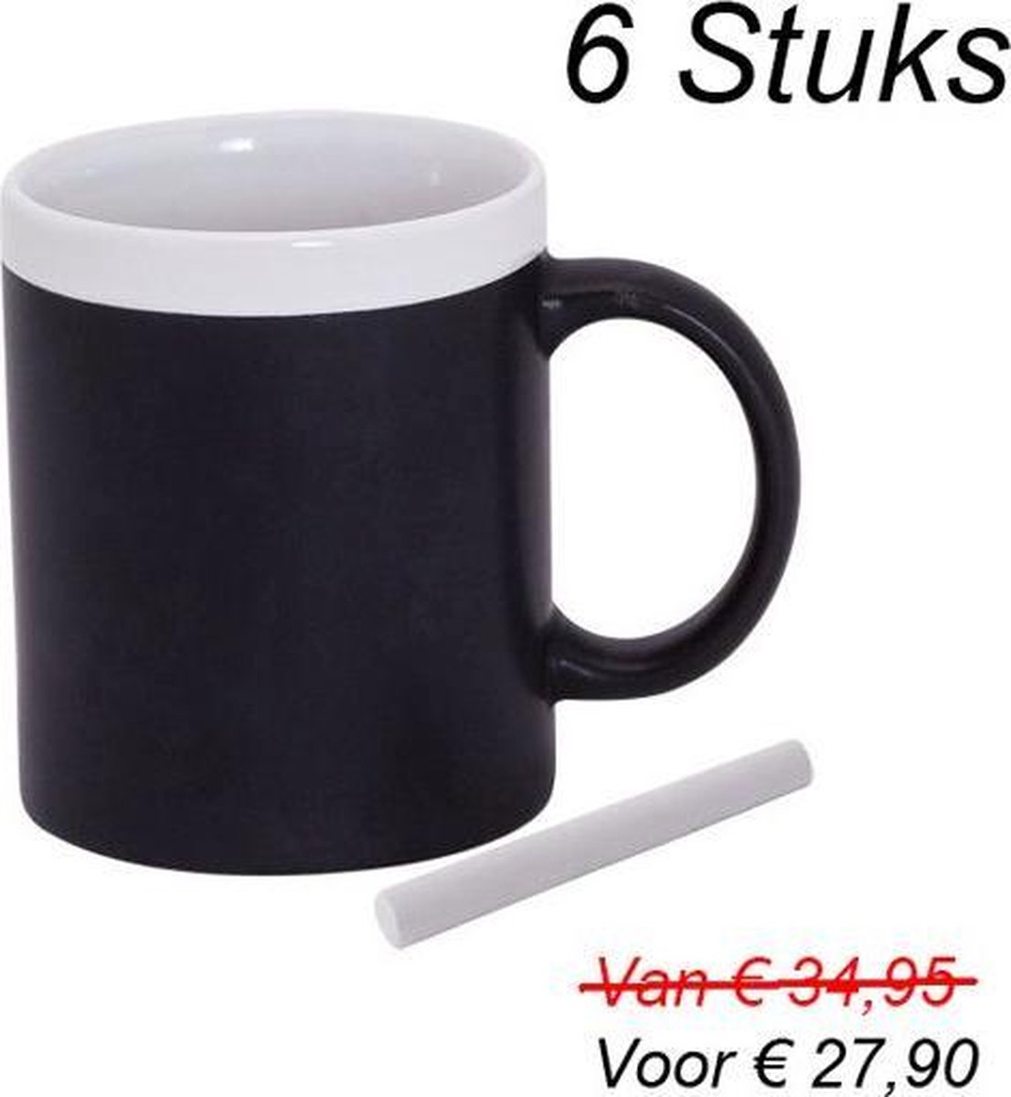 Krijtmok Set van 6 Stuks Krijtmokken Koffiemokken Grote mok 300ML | bol.com