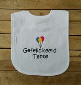 Witte slab met "Gefeliciteerd tante"