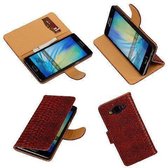 """Slang"" Rood Samsung Galaxy A5 2015 Bookcase Cover Hoesje TV Stand"