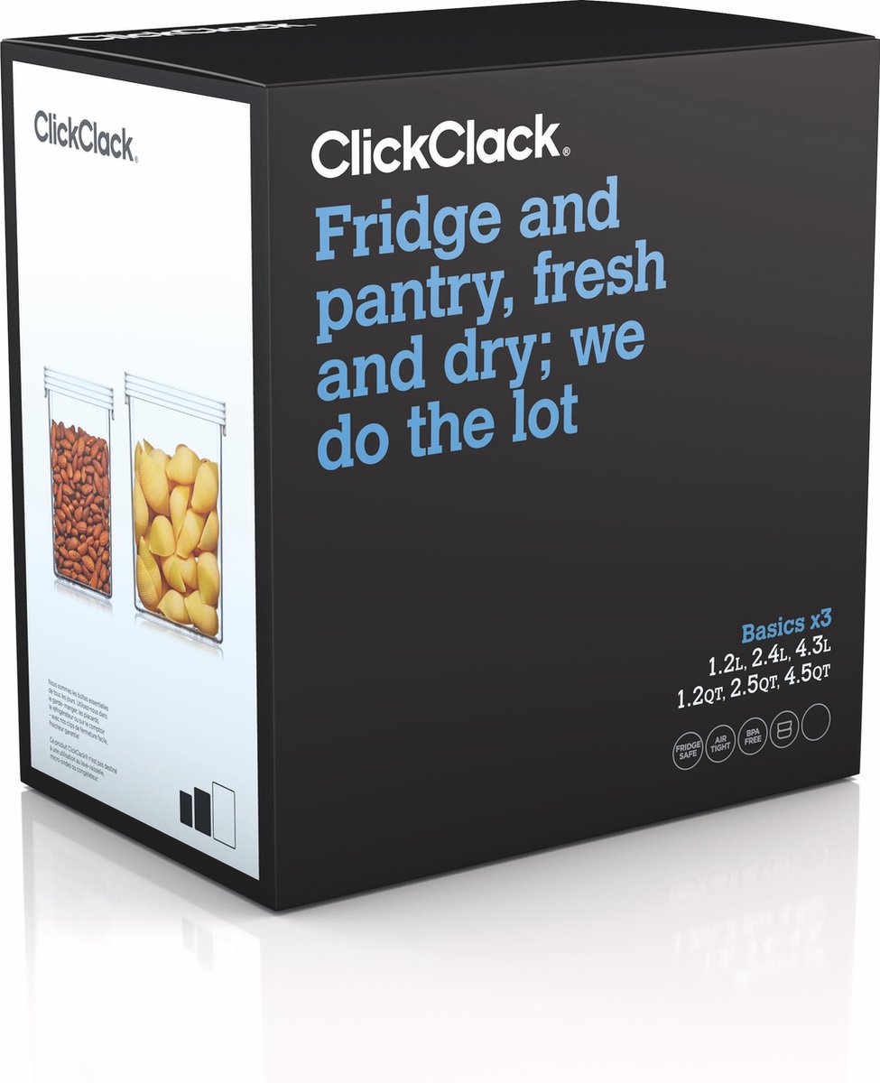 ClickClack Vershoudbox Basics Hoog - Set van 3 Stuks - Wit