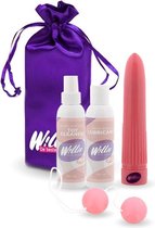 Willie Toys Vibrator Pakket - Starterskit voor Haar - Inclusief: Vibrator (Lengte: 15 cm) - Geishaballen - Satijnen opbergzakje - Toycleaner - Glijmiddel