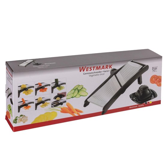 Westmark Mandoline-snijder met verschillende snijmogelijkheden, roestvrijstalen messen, Vario, zwart/zilver, 11292260