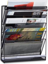 Relaxdays tijdschriftenrek - lectuurrek wand A4 - 6 vakken... | bol.com