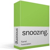 Snoozing - Flanel - Hoeslaken - Eenpersoons - 80x200 cm - Lime