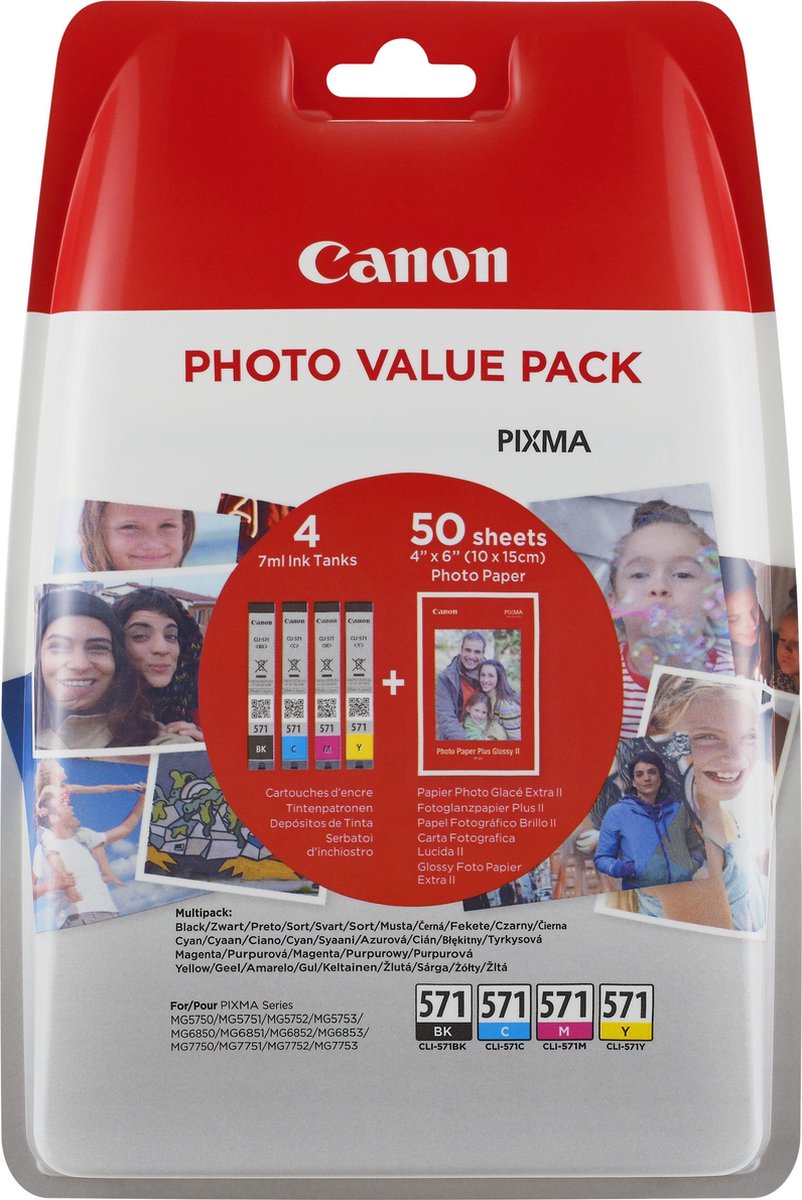 Canon CLI-571- Inktcartridge - Zwart / Cyaan / Geel / Magenta