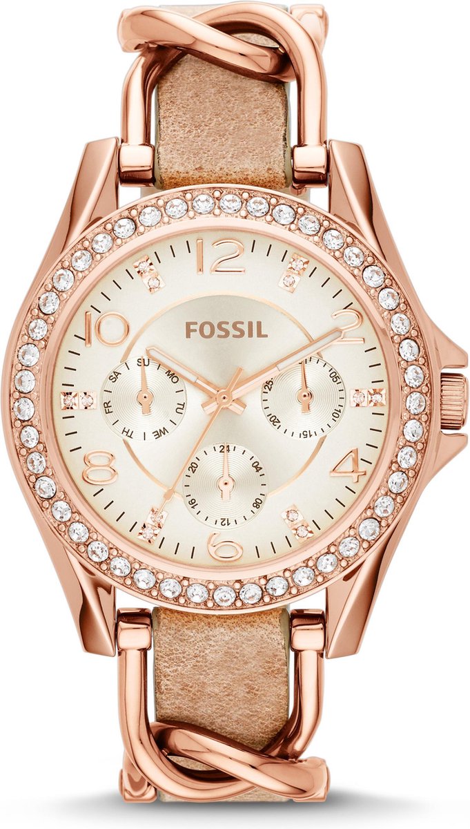 Fossil ES3466 - Horloge - Leer - Bruin - 38 mm