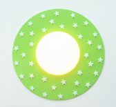 Funnylight kinderlamp XL sterrenwereld LED lime groen  - plafonniere met witte glow in the dark sterren