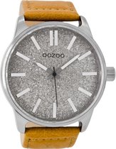 OOZOO Timepieces - Titanium horloge met camel leren band - C9061