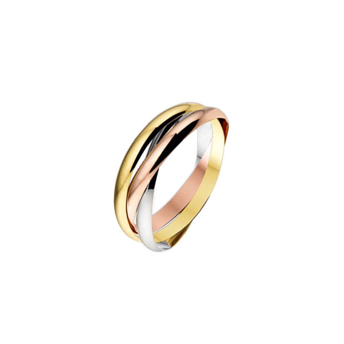 Trendjuwelier huiscollectie 4300457 Tricolor gouden ring 2.5 mm maat 16.5(52)
