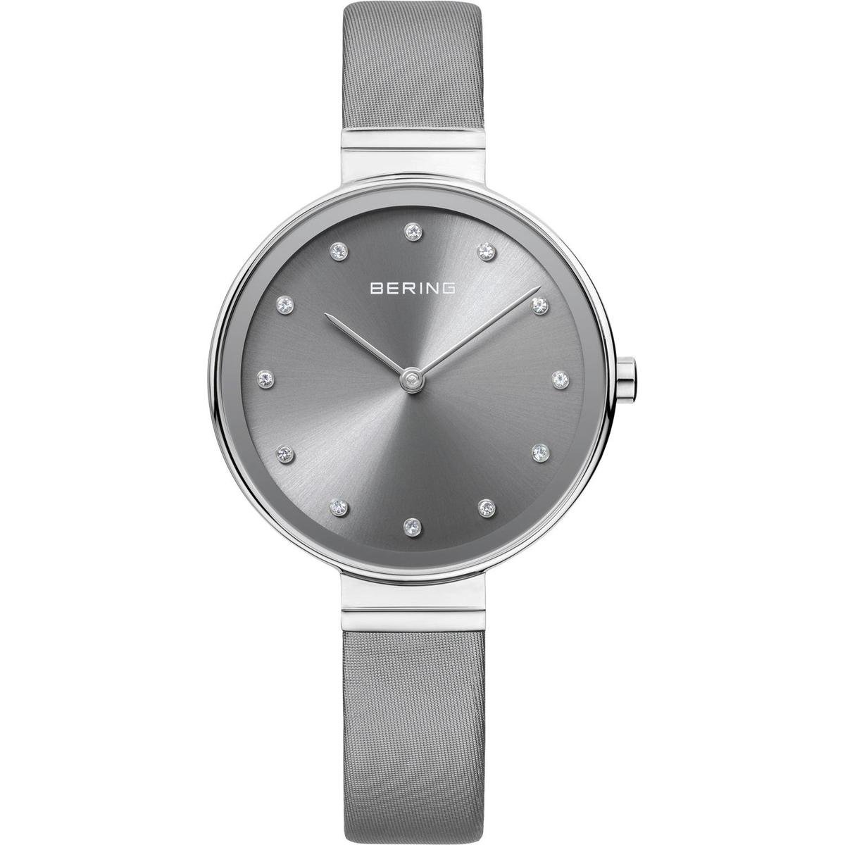 BERING 12034-609 - Horloge - Satijn-leer - Zilverkleurig - Ø 34 mm