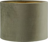 Lampenkap Cilinder - 20x20x15cm - San Remo velours taupe - gouden binnenkant