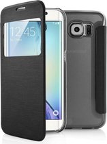 Samsung Galaxy S6 Edge window view flip case cover Zwart