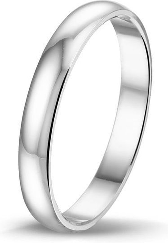 TRESOR Klassieke bolle ring - Gerhodineerd zilver - 3mm breed