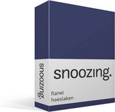 Snoozing - Flanel - Hoeslaken - Eenpersoons - 80x200 cm - Navy