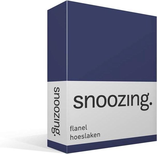 Snoozing Flanel - Hoeslaken Eenpersoons - 80x200 cm - Navy | bol.com