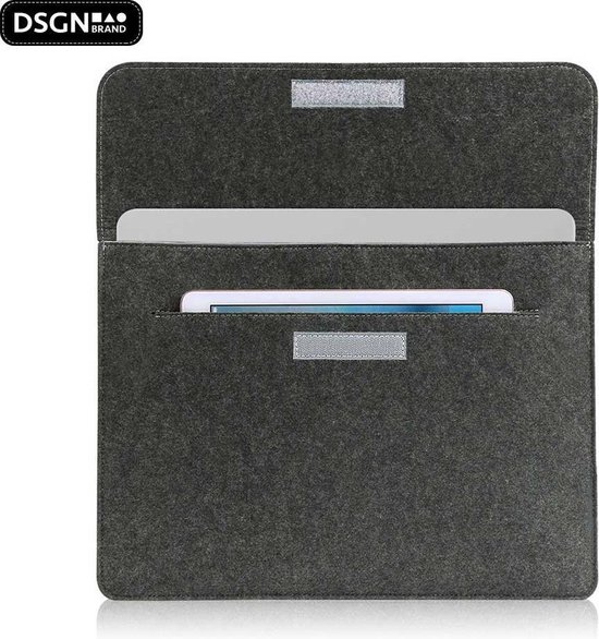 DSGN VILT - Laptophoes 13 inch - Apple MacBook Air Pro 13.3-14 inch - Laptop Sleeve Hoes Case - Vilten - Etui - Extra Vakken - Zwart - DSGN BRAND