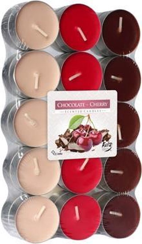 Bougies chauffe-plat Bispol parfumée Thé - Chocolat et cerises - 30 Pièces