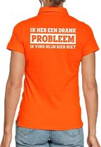 Koningsdag poloshirt / polo t-shirt Drank Probleem oranje dames - Koningsdag kleding/ shirts S