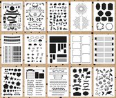 Bullet Journal Stencils  - Set van 15 + 1 Letter Stencil + Bullet Journal Cats Stickervel