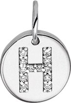 The Jewelry Collection Hanger Letter H Zirkonia - Zilver Gerhodineerd