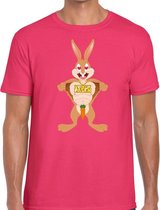 Paas t-shirt verliefde paashaas roze voor heren M