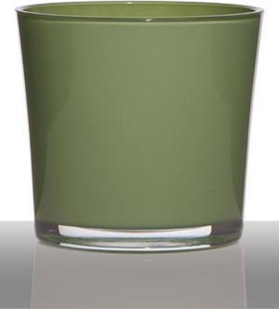 De kerk schokkend aantrekken Hakbijl Glass Conner – Glazen bloempot – Groen – h16 x d17 cm | bol.com