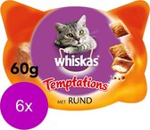 Whiskas Temptations 60 g - Snack pour chat - 6 x Boeuf & Viande