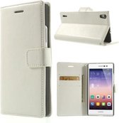 Kds PU Leather Wallet hoesje Huawei Ascend P7 wit
