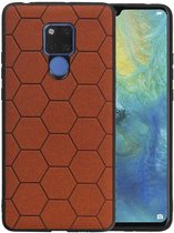 Hexagon Hard Case - Telefoonhoesje - Backcover Hoesje - achterkant hoesje - Geschikt voor Huawei Mate 20 X - Bruin