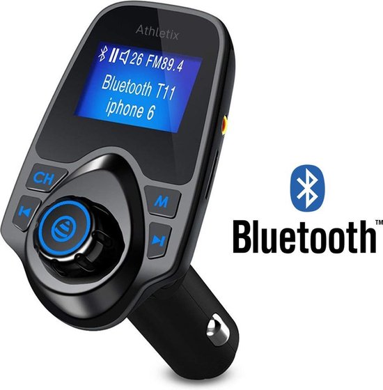 Bluetooth fm transmitter auto / fm transmitter draadloze bluetooth carkit / mp3 speler/ handsfree bellen in de auto / usb lader / radio / tf/sd kaart poort / aux input / 2 usb poorten / usb oplader / audio / radio / sd/tf kaart / t11