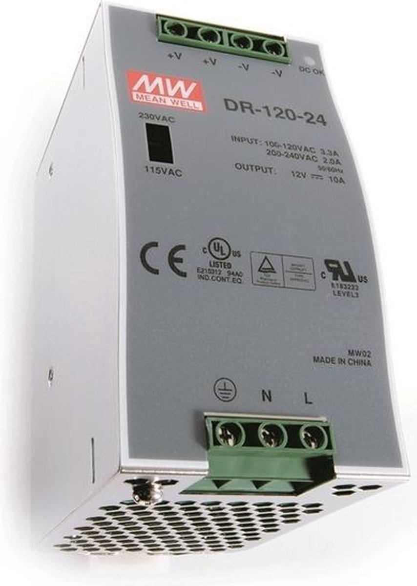 bol.com | Meanwell DR-120-24 Voeding - 110-240V / 24V DC - 5 A - 120 W