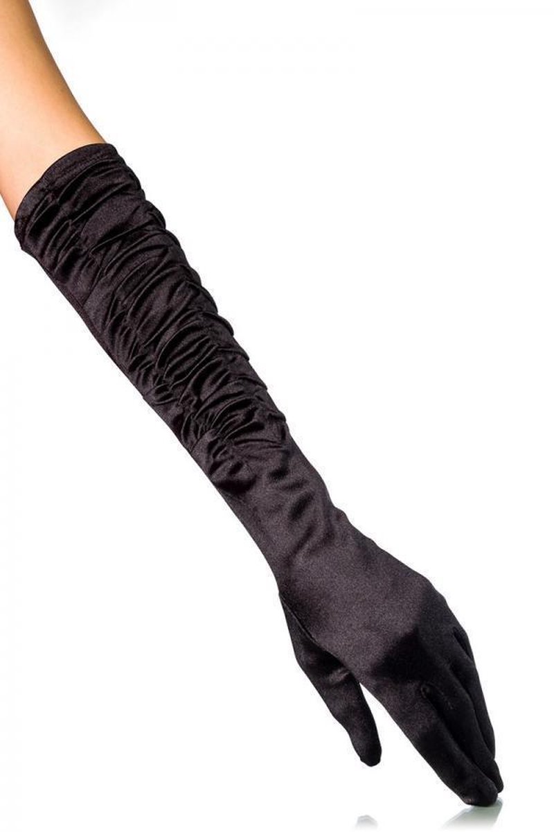 Zwarte Lange satijnen Gala handschoenen - Amani | bol