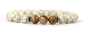 Heaven Eleven - bracelet homme - Pierre naturelle Howlite - 10 mm - Perles de pierre naturelle Jasper - 21 cm