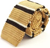 Bruine Stropdas - Gebreid - Gehaakt - Donkerbruin Lichtbruin - 6 cm - Heren