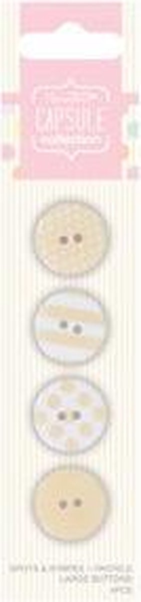 Large Buttons (4pcs) - Capsule - Spots & Stripes Pastels - Yellow
