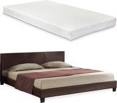 Barcelona Bedframe kunstleer en matras 140x200 donkerbruin