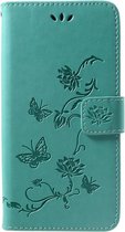 Book Case Bloemen Huawei P Smart Plus Hoesje - Cyan