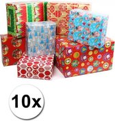10x Kerst kadopapier/inpakpapier 200x 70 cm - cadeaupapier