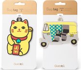 Guesta Bagagelabel – TukTuk en Maneki Neko - Kofferlabel – Adreslabel – PVC – Voor Koffers – Tassen - Backpacks - Vrolijk en Makkelijk herkenbaar