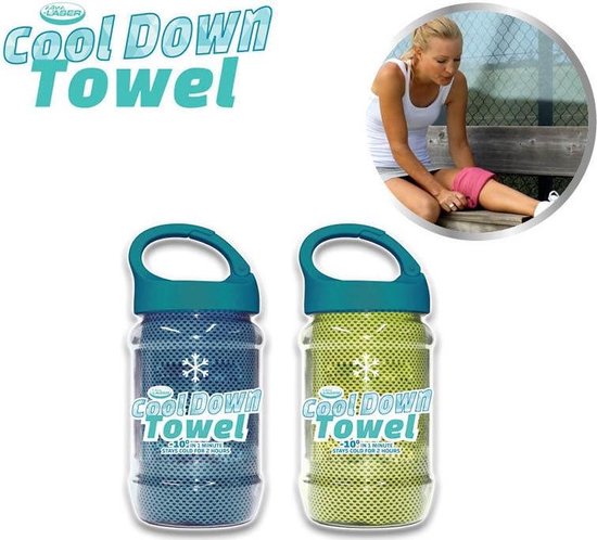 Down Towel Green + Blue sport handdoek