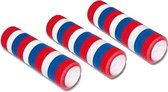 3 stuks Serpentine rollen rood/wit/blauw