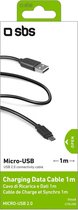 SBS USB-A naar Micro USB Kabel 1 Meter - Zwart