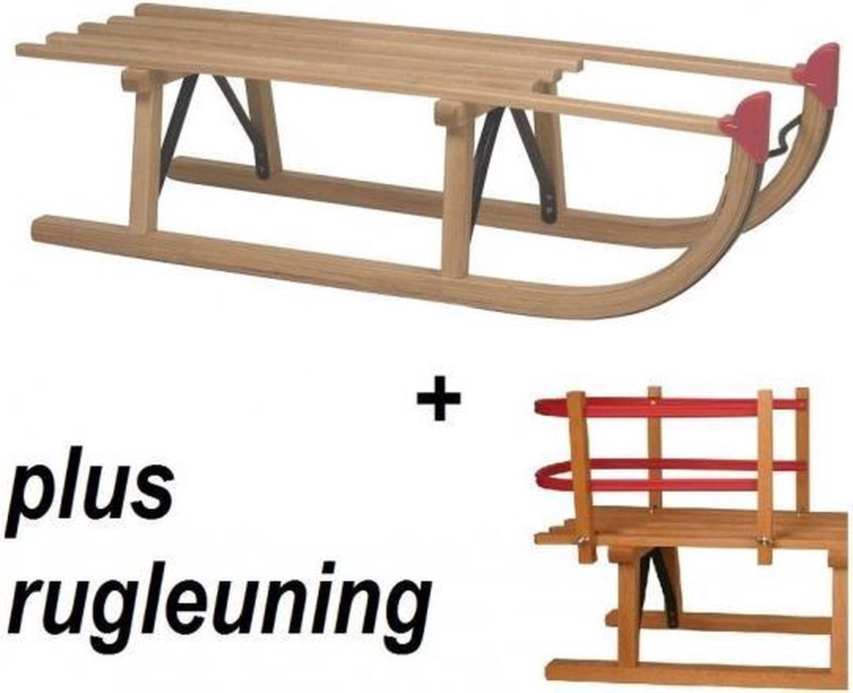 Slede Davos hout 100cm + rugleuning (houten slee) | bol.com