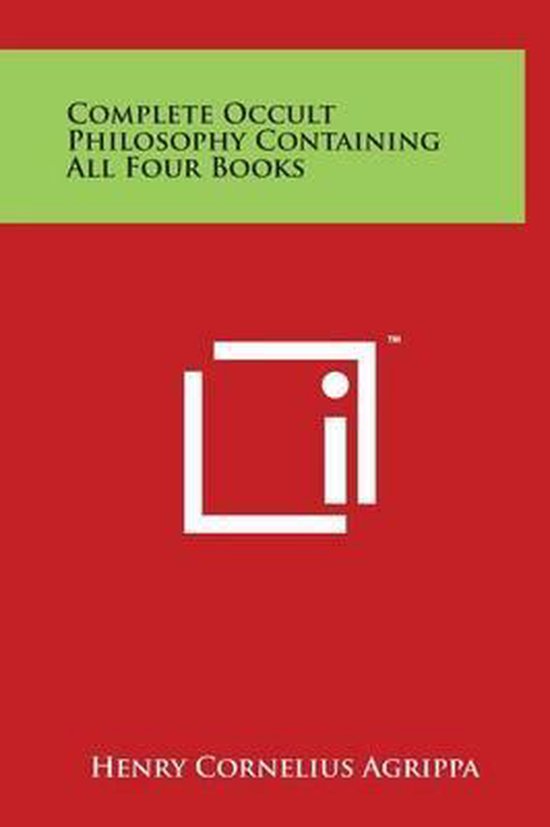 Livre "Complete Occult Philosophy Containing All Four Books" par Henry Cornelius Agrippa sur fond rouge.
