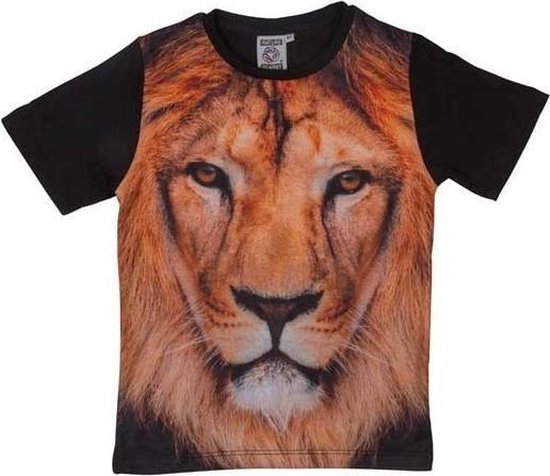 Zwart t-shirt met leeuw voor kinderen 116 (6-7 jaar) | bol.com
