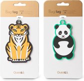 Guesta Bagagelabel – Panda en Tijger - Kofferlabel – Adreslabel – PVC – Voor Koffers – Tassen - Backpacks - Vrolijk en Makkelijk herkenbaar