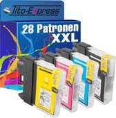 Tito-Express PlatinumSerie Cartridge set 28x Brother LC985 XL alternatief voor Brother LC985 zwart cyan magenta geel