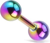 Forward helix piercing regenboogkleur ©LMPiercings